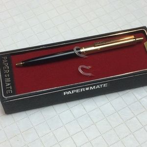 Paper Mate Black and Goldtone Elegant Pen with case. New without tags